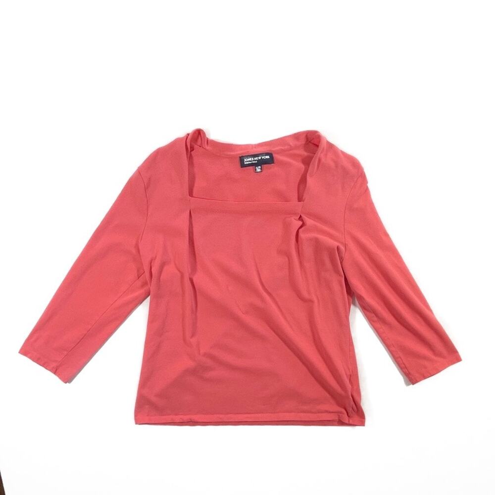 Jones New York Signature, Size XL Coral Top, Square Neckp